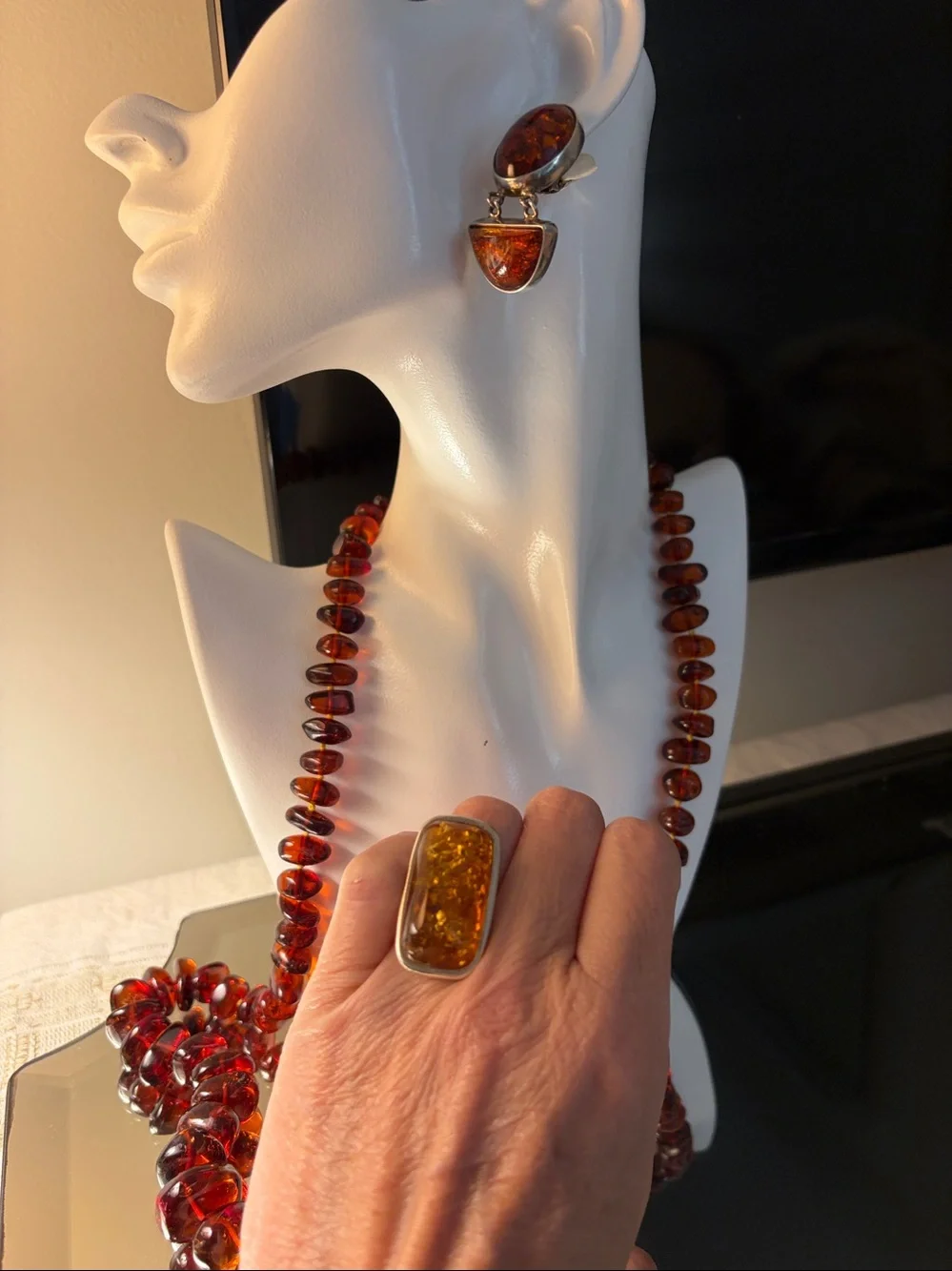 Vintage Cognac Baltic Amber Graduated Necklace 66.7 Grams TW. 14/20 GF Clasp